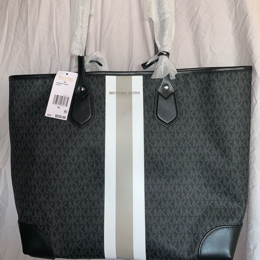 Eva Large Logo Stripe Tote Bag